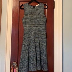 Ann Taylor Loft Green & White Tweed Pattern Dress